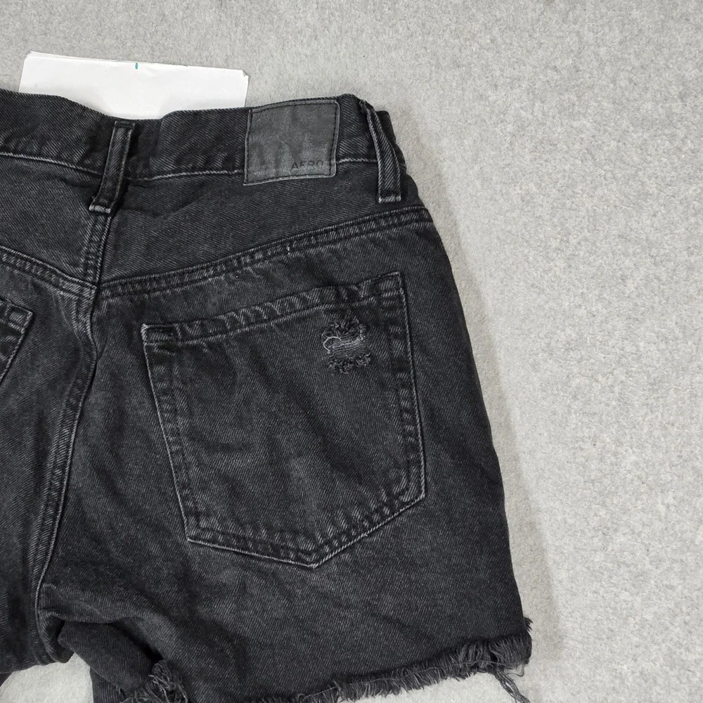 Aeropostale Women Shorts 10 Black Denim 90S High Rise Cut-Off Grunge Frayed 3